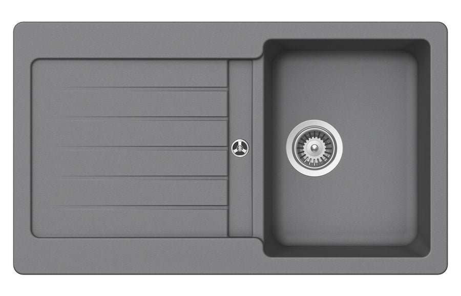 Abey Cristalite Plus single bowl topmount sink with left hand drainer - Croma finish - TD100CR