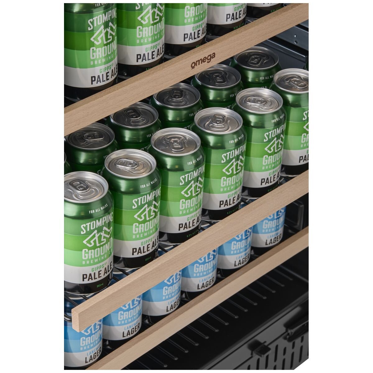Omega 140 Can Single Zone Beverage Centre - Black Triple Glazed UV Door, Zero Clearance Hinge - OCB140SB