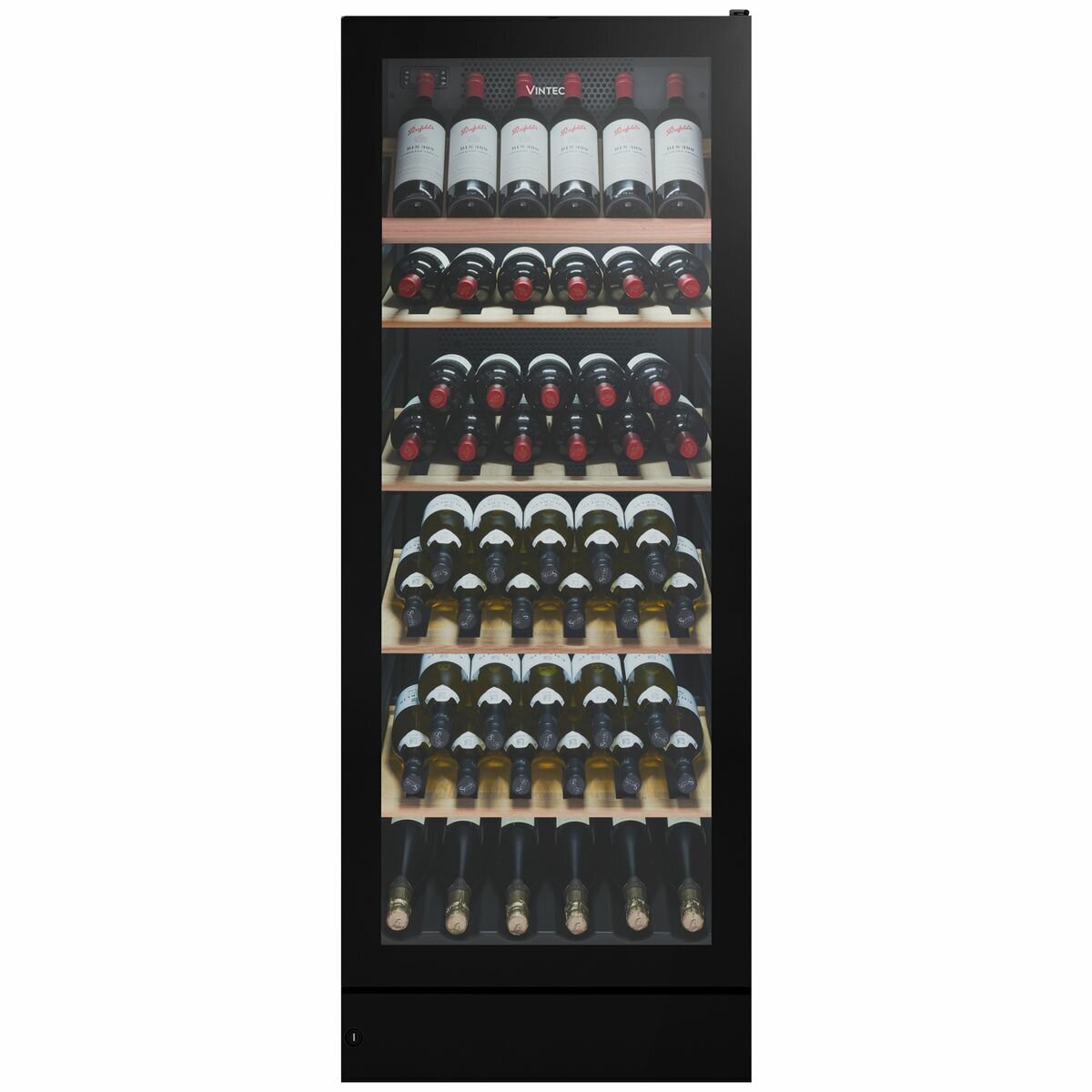 Vintec 148 Bottle Wine Storage Cabinet - Black, Multi-Temp Zones, Right Hinge, Anti-UV Glass - VWM148SBA-R
