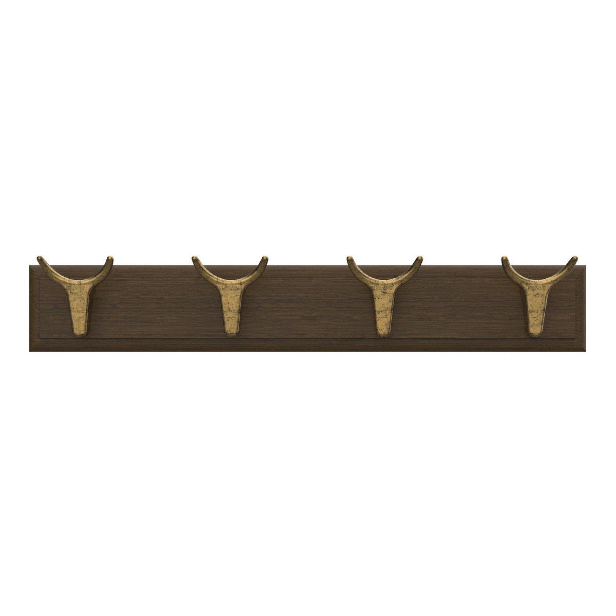 Mode 4 Brass Cow Hooks on Oak Board Hook Rack - 450mm - Decorative Storage - SuperSaverAU - view 1