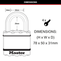 Master Lock 50mm Excell Padlock - Laminated Steel, Octagonal Boron Shackle