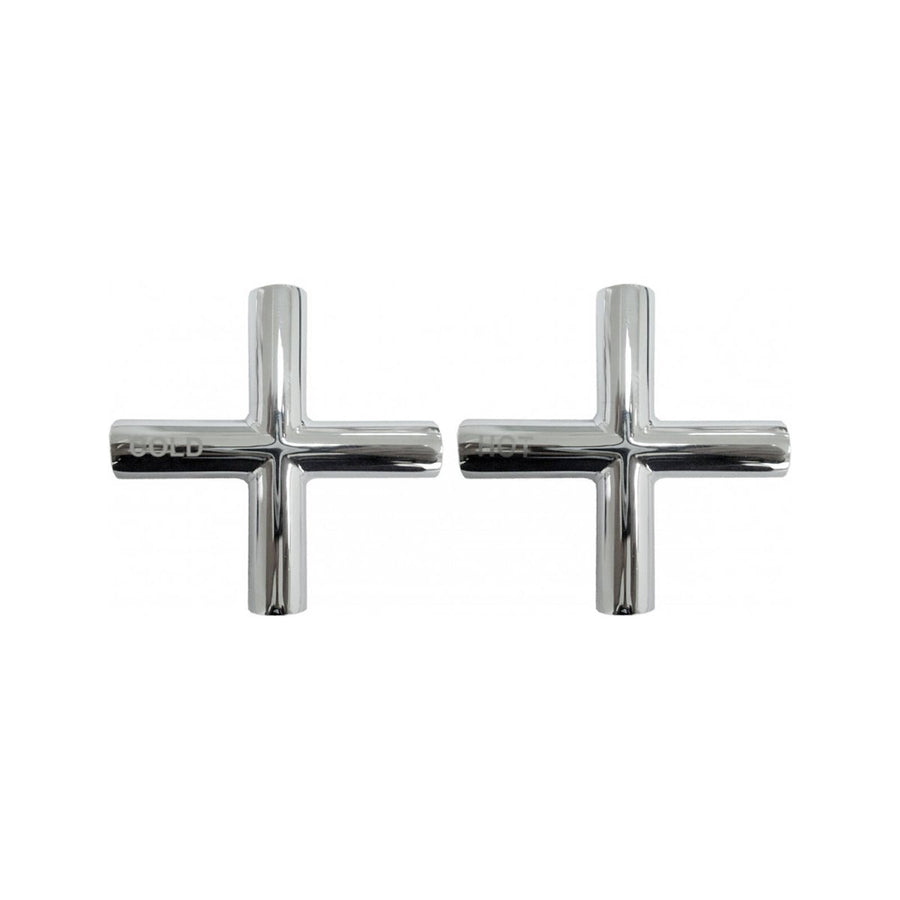 Shaw Mason Chrome Cross Style Handles Pair - 112mm x 179mm - Brass - SuperSaverAU - view 1