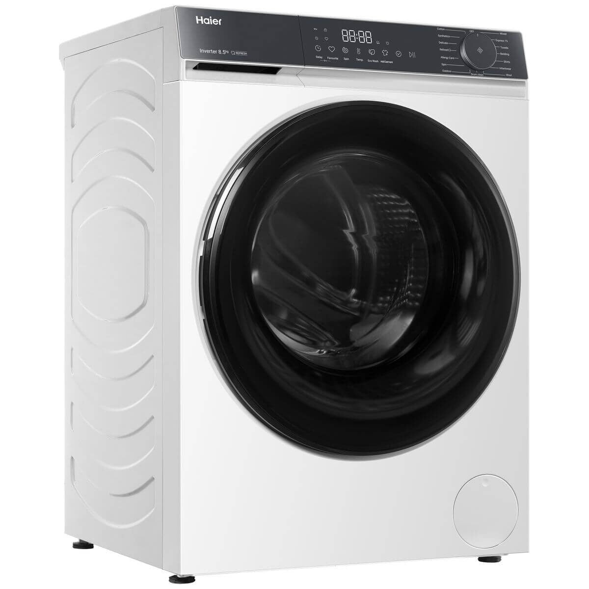 Haier 8.5kg Front Loader - White, Express 15 Cycle, Steam Refresh, 5 Star Energy - HWF85KW1