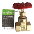 Kinetic 15mm Brass Universal Thread Gate Valve, Lead Free Brass, Non-Rising Stem