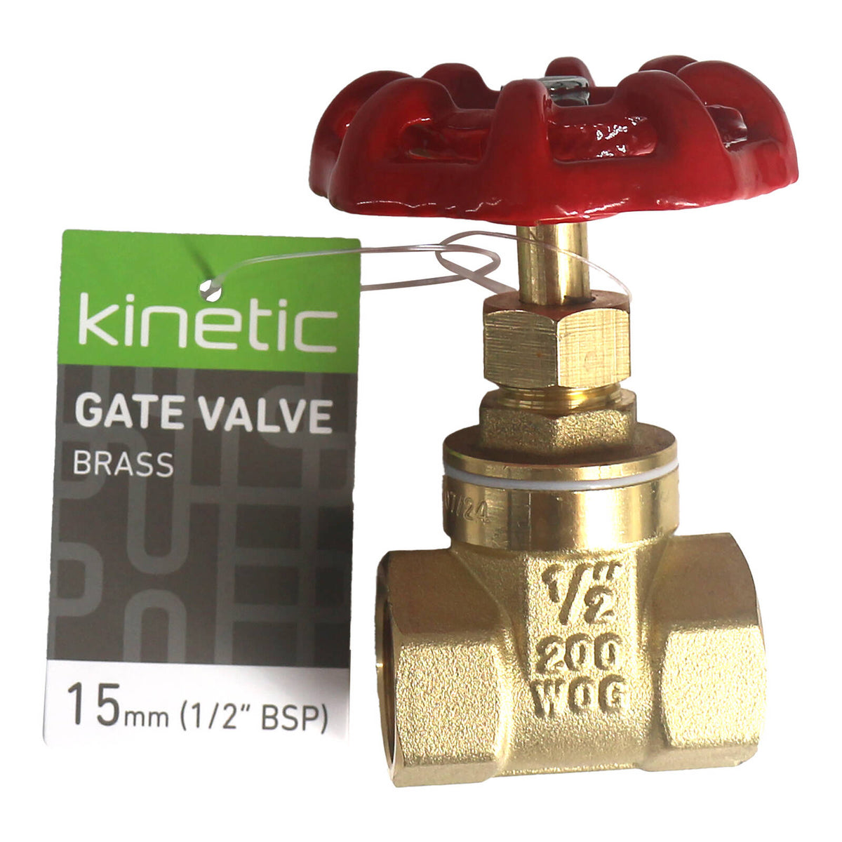 Kinetic 15mm Brass Universal Thread Gate Valve, Lead Free Brass, Non-Rising Stem