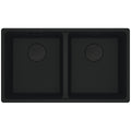 Franke Maris Double Bowl Flush Mount Sink with Extension Drainer - Matte Black Fragranite - MRG220-35MB-FPC