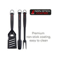 Matador 3 Piece Non-Stick Stainless Steel BBQ Tool Set Black