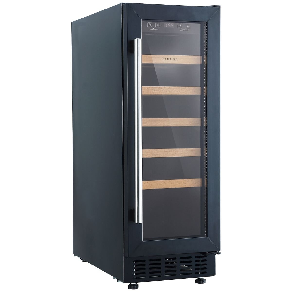 Cantina 20 Bottle Single Zone Wine Cabinet - Black, Double-Glazed Glass Door, 56L - CCWIS20B
