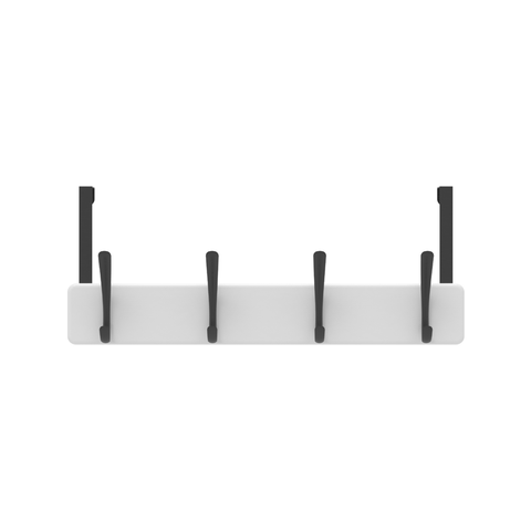 Mode 4 Over Door Hanger - 4 Black Hooks - 450mm x 70mm x 45mm - White - SuperSaverAU - view 1