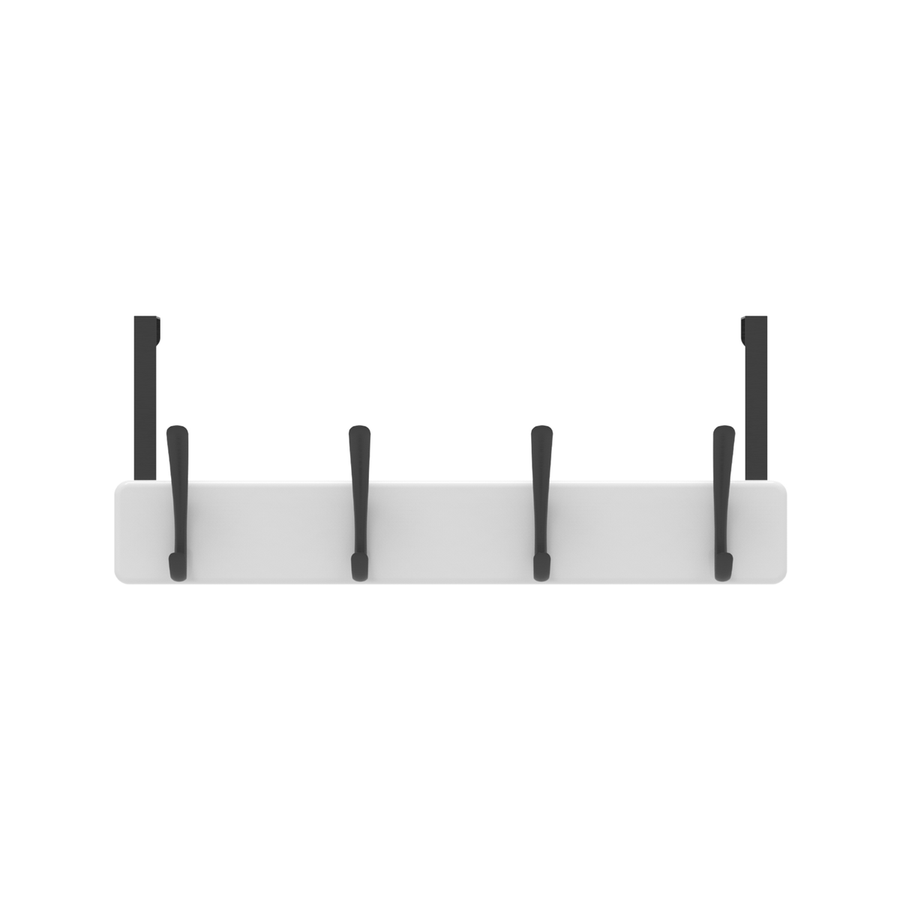 Mode 4 Over Door Hanger - 4 Black Hooks - 450mm x 70mm x 45mm - White - SuperSaverAU - view 1