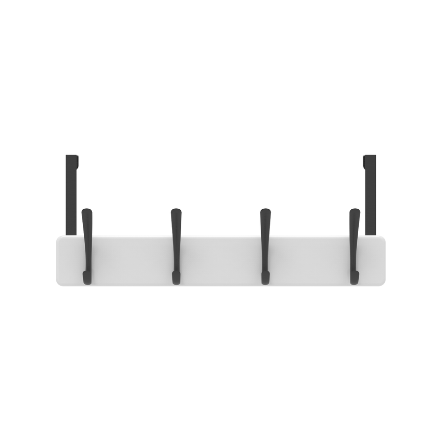 MODE Over Door Hanger - 4 Black Hooks on White Board