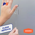 Permastik Small Clear Kitchen Hooks - 9 Pack Plastic Self-Adhesive