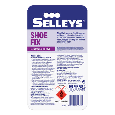 Selleys Shoe Fix Super Glue 50ml - Adhesive for Leather, Rubber, Canvas & Synthetic Shoes