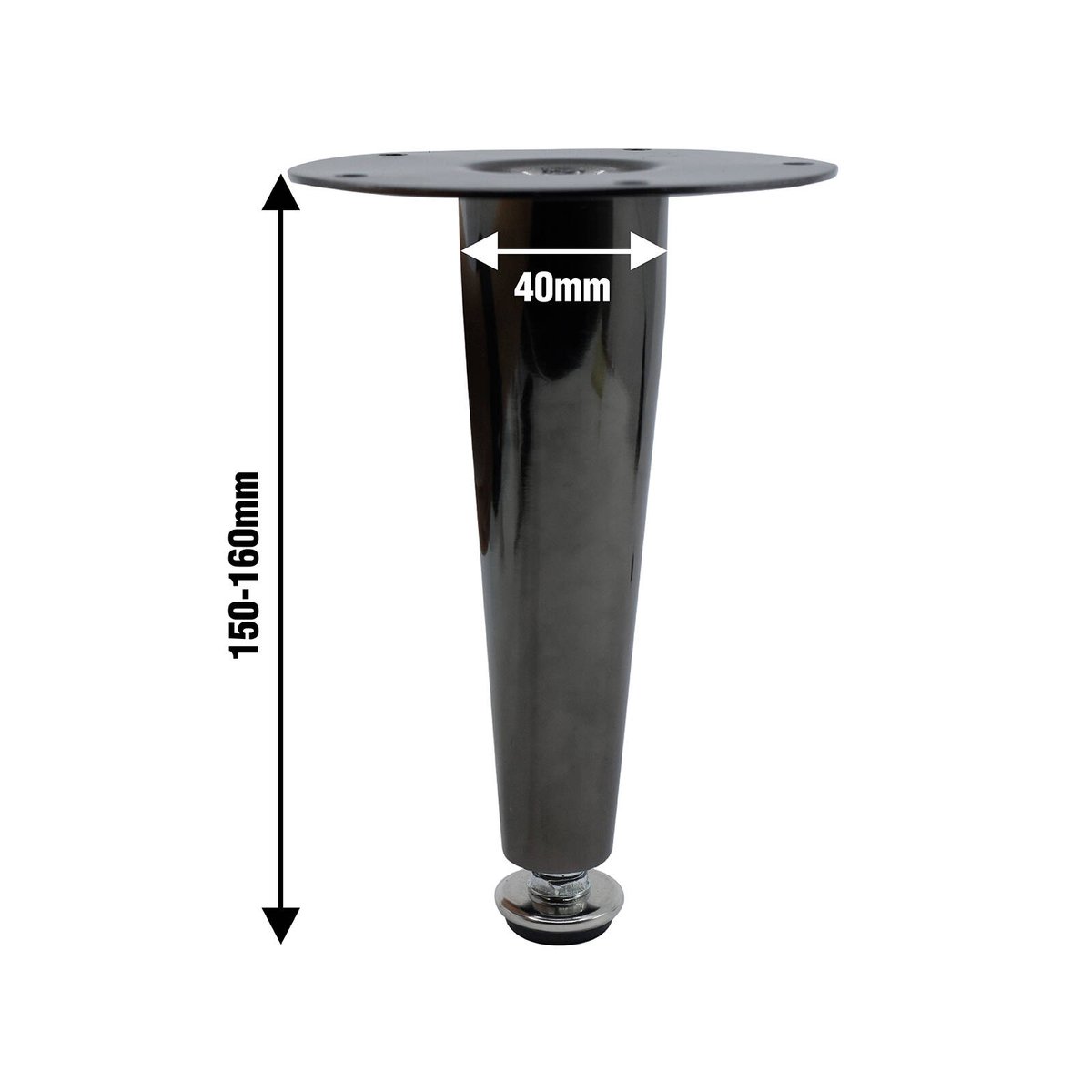 Adoored 150mm Black Nickel Tapered Metal Legs - Durable Steel - Easy Install - SuperSaverAU - view 2