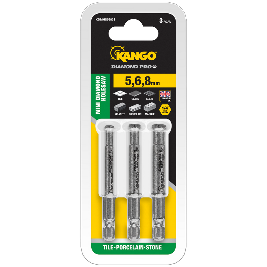 Kango Diamond Pro Mini Hole Saw 3 Pack - 5mm 6mm 8mm - Durable & Efficient - SuperSaverAU - view 1