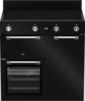 Beko 90cm Induction Freestanding Oven - Triple Cavity, Five Induction Zones, Black - BRC916IMB