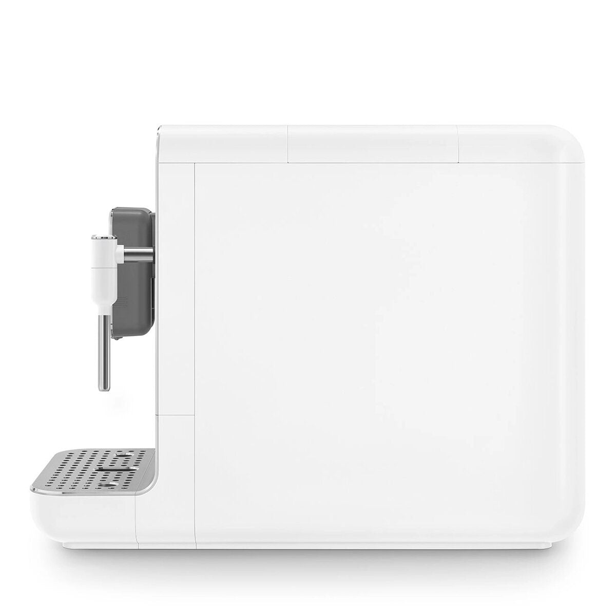 Smeg 50's Style automatic coffee machine with steam - white with aluminium face - 1.4L tank - BCC02WHMAU