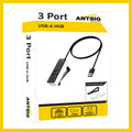 Antsig 3-Port USB-A Hub AP184 - Black/White, Connect Multiple Devices