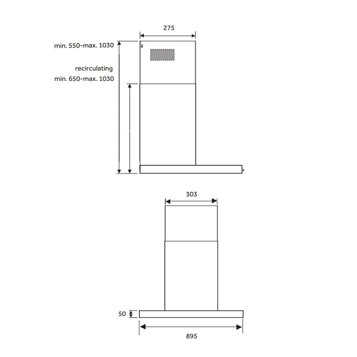 Haier 90cm 600 Series wall mounted canopy rangehood - matt black, Wi-Fi, hood to hob connection - HC90BMB2