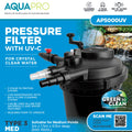 Aquapro AP5000UV Pressure Filter with UV-C Clarifier for Ponds, Outdoor, 32mm Tubing
