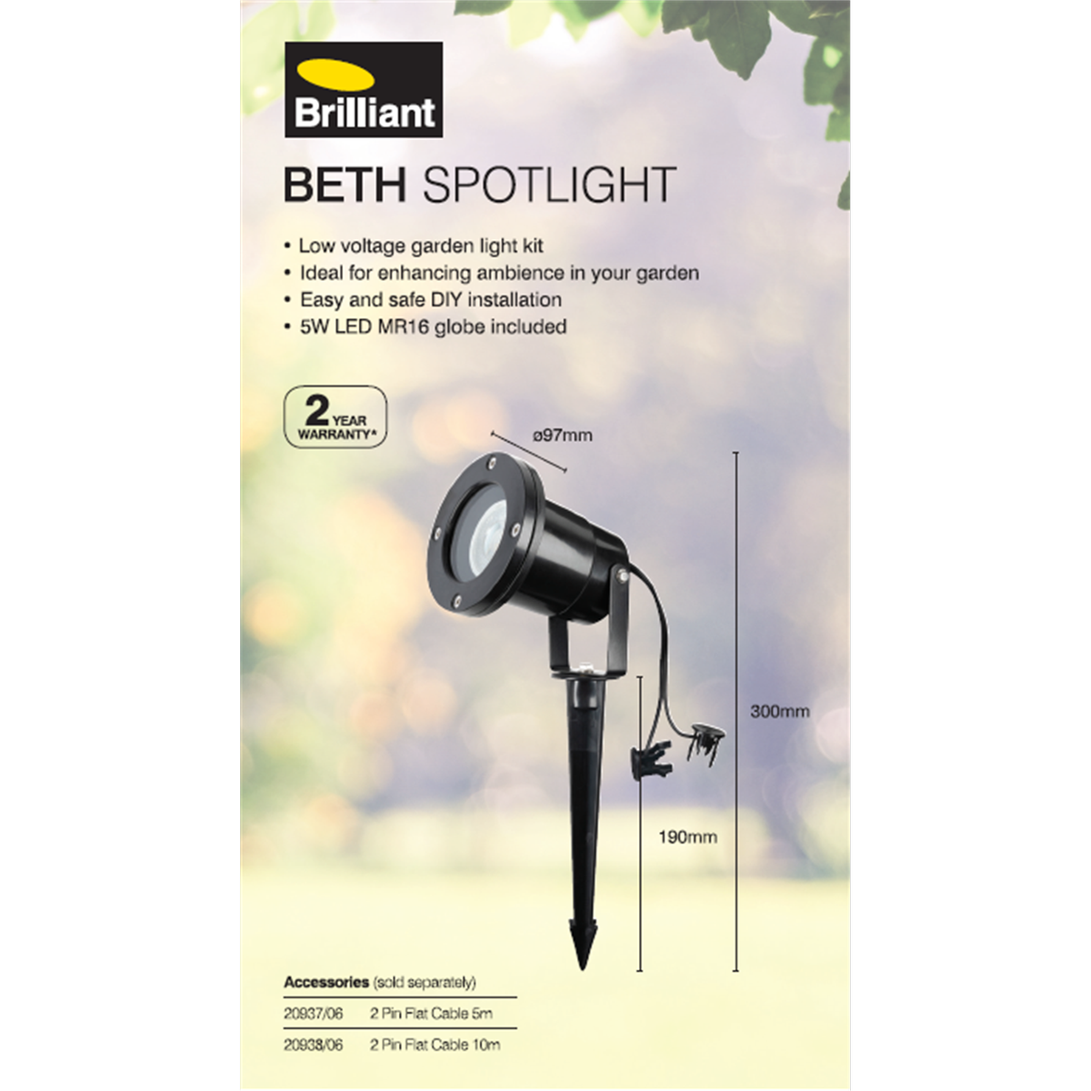 Brilliant 5W Beth LED Spotlight - DIY Garden Light - Adjustable - Black - 97mm x 300mm - SuperSaverAU - view 4