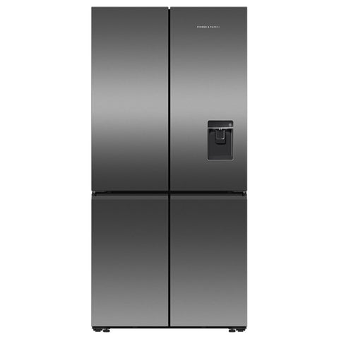Fisher & Paykel Series 7 690L Quad Door Fridge - Black Stainless Steel - Ice and Water - RF730QNUVB1