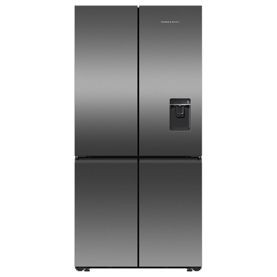 Fisher & Paykel Series 7 690L Quad Door Fridge - Black Stainless Steel - Ice and Water - RF730QNUVB1