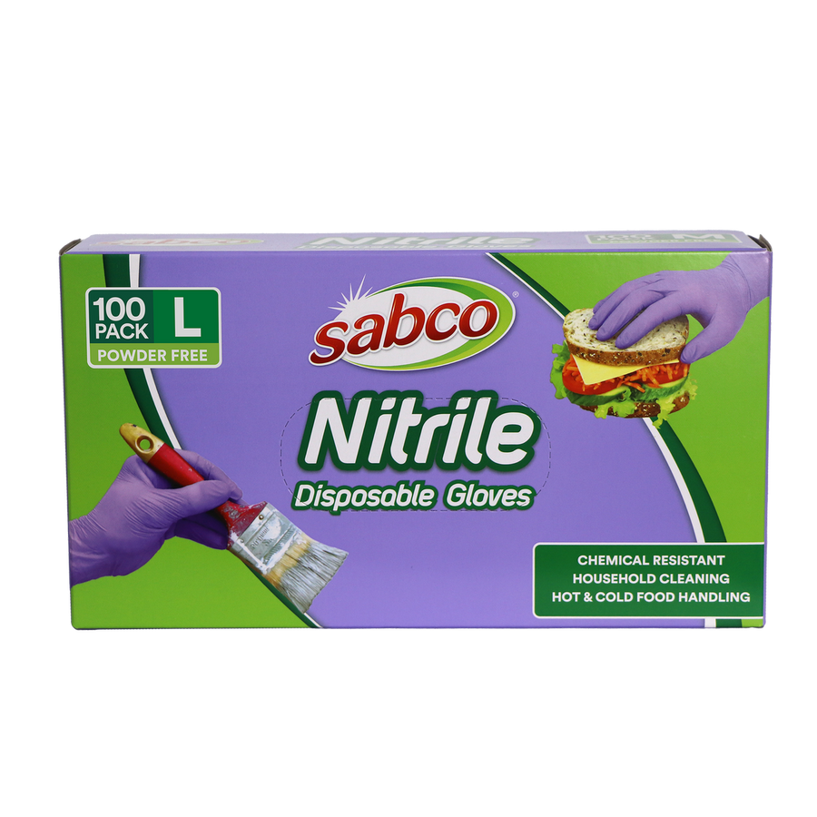Sabco Nitrile Gloves - Large - 100 Pack - Purple - Puncture Resistant - SuperSaverAU - view 1