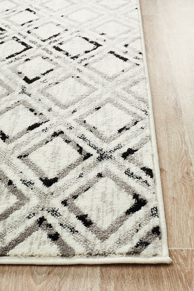 Rug Culture Metro Extra Large Rug 330x240cm - Black White Power Loomed Polypropylene - MET-607-BLWH-330X240