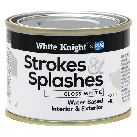 White Knight Strokes and Splashes Paint - White 100ml - Gloss Finish - SuperSaverAU - view 1