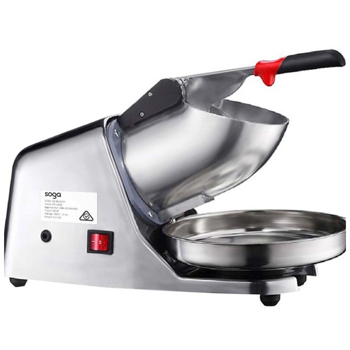 SOGA 300W Electric Ice Shaver - Crushes 65kg of Ice per Hour - Stainless Steel - ICESHAVERSILVER