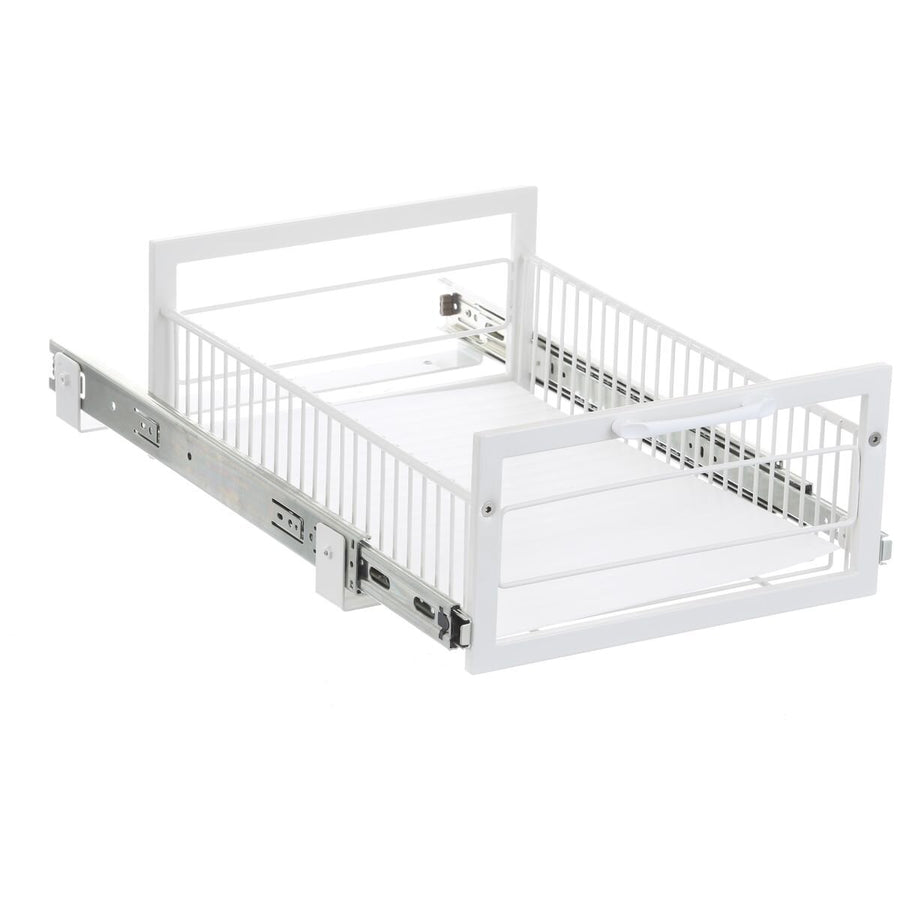 L.T. Williams Pull Out Wire Basket 39.5cm - White - 25kg Capacity - Full Extension Runners - 9706