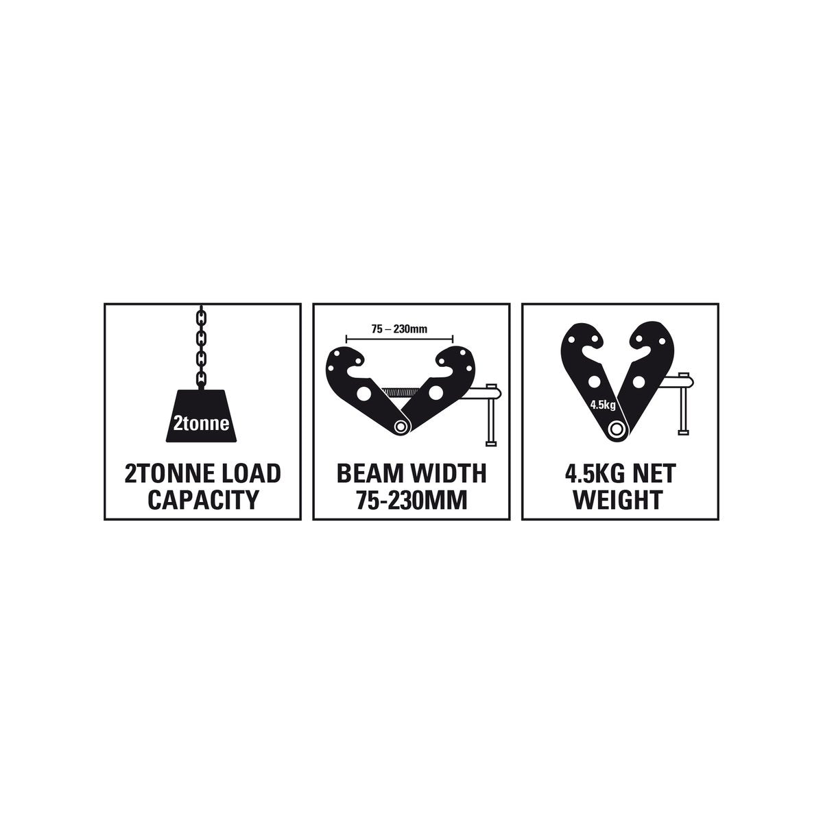 Gorilla 2T Girder Clamp - Steel - 90mm - Connection Point for Hoists - SuperSaverAU - view 2