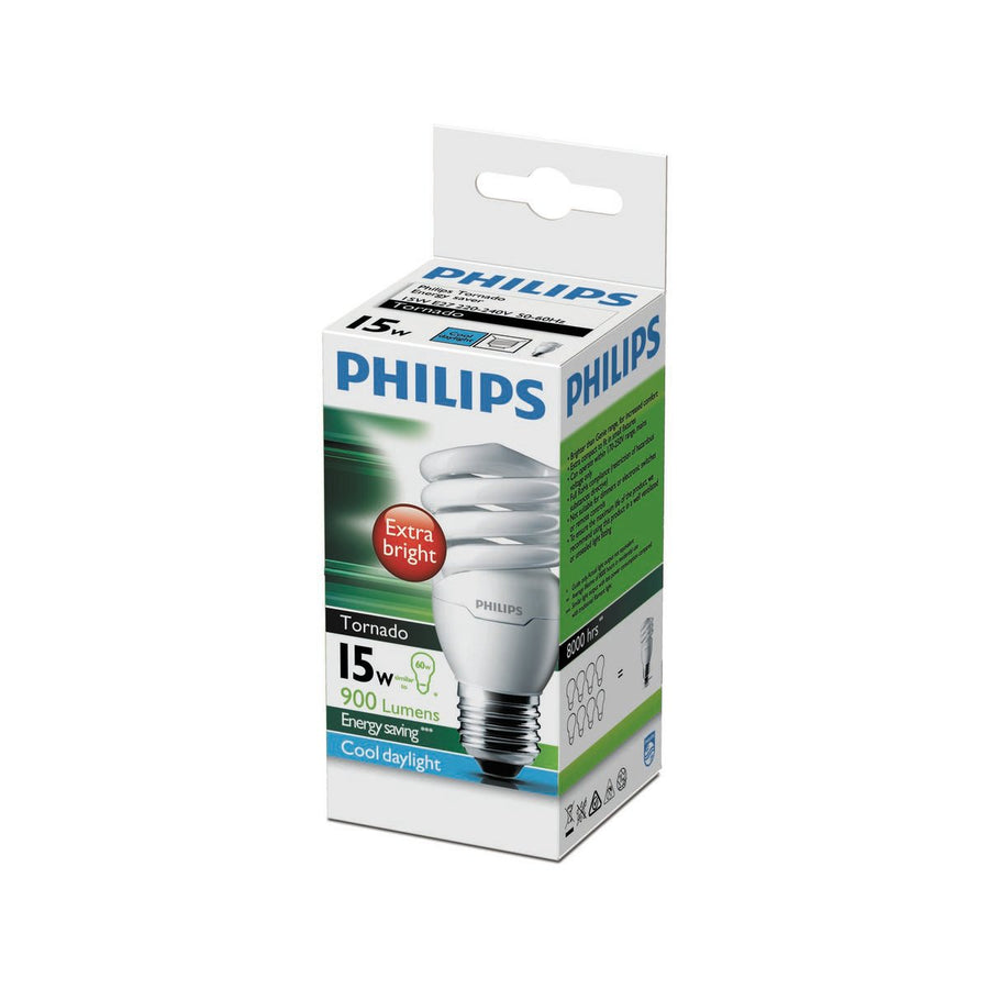 Philips 15W E27 CFL Cool Daylight Globe 900lm Plastic Brightness - SuperSaverAU - view 1