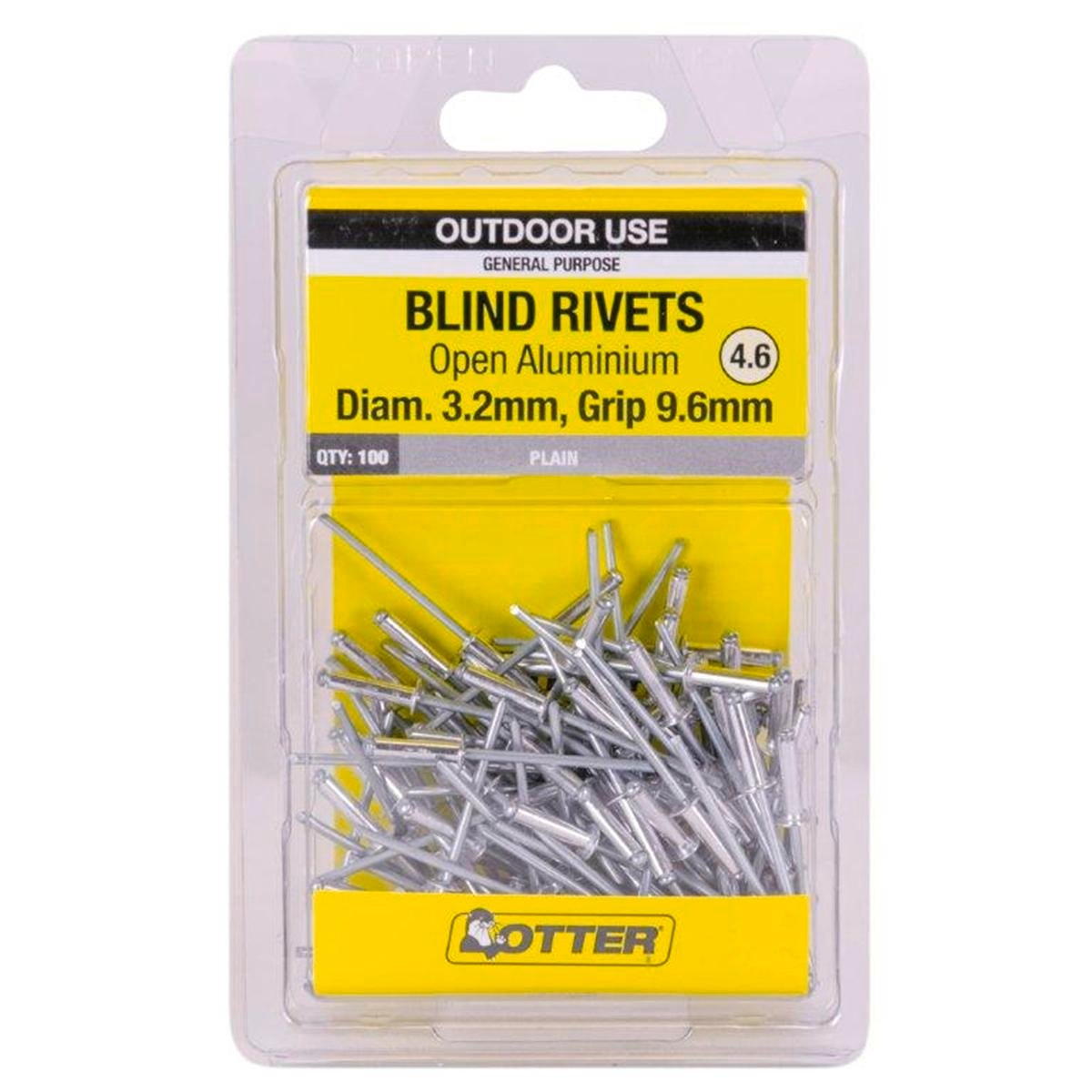 Otter Open Aluminium Blind Rivets 3 2 x 9 6mm 100 Pack Lightweight Durable - SuperSaverAU - view 1