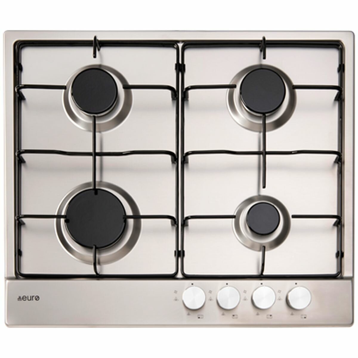 Euro Appliances 60cm Natural Gas Cooktop - Stainless Steel, Four Burners, Flame Failure Safety - ECT600GS