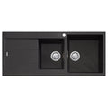 Oliveri Santorini 1 and 3/4 bowl topmount granite sink with left-hand drainer - black - ST-BL1512-OF
