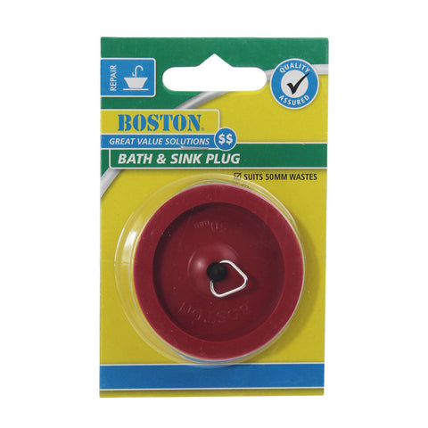 Boston 50mm Red Bath and Sink Plug