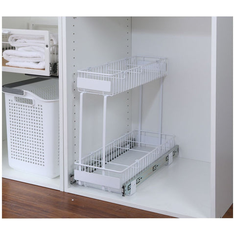 L.T. Williams 2-Tier Gliding Baskets 150/200 - White PC Steel - Base Mounted - 9716