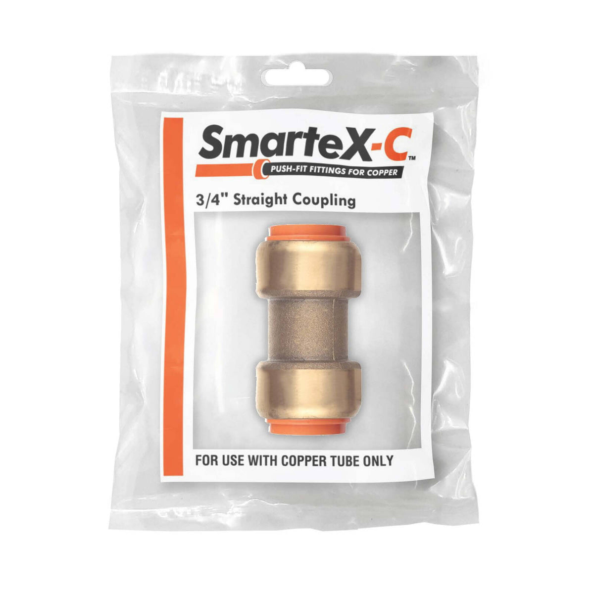 SmarteX-COPPER 15mm Push-to-Fit Lead Free Brass Straight Coupling