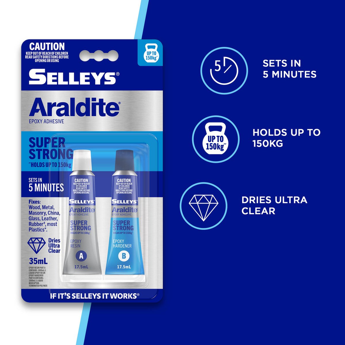 Selleys Araldite Super Strong Epoxy Adhesive 35ml - Fast Setting - Clear - SuperSaverAU - view 3