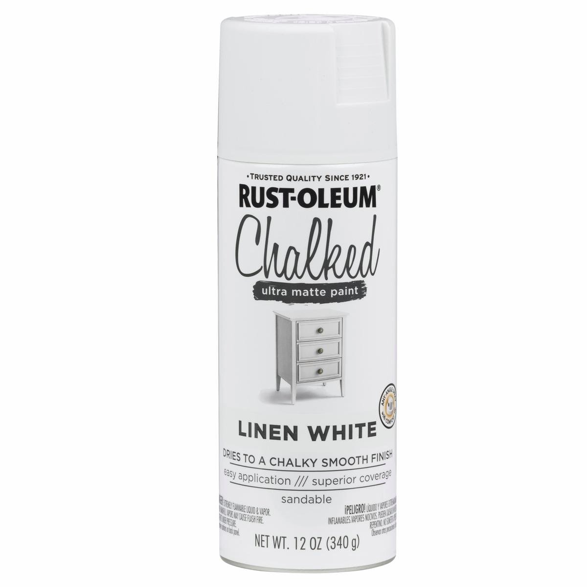 Rust-Oleum Ultra Matt Chalked Spray Paint - 340g - Linen White - Fast Drying - SuperSaverAU - view 1