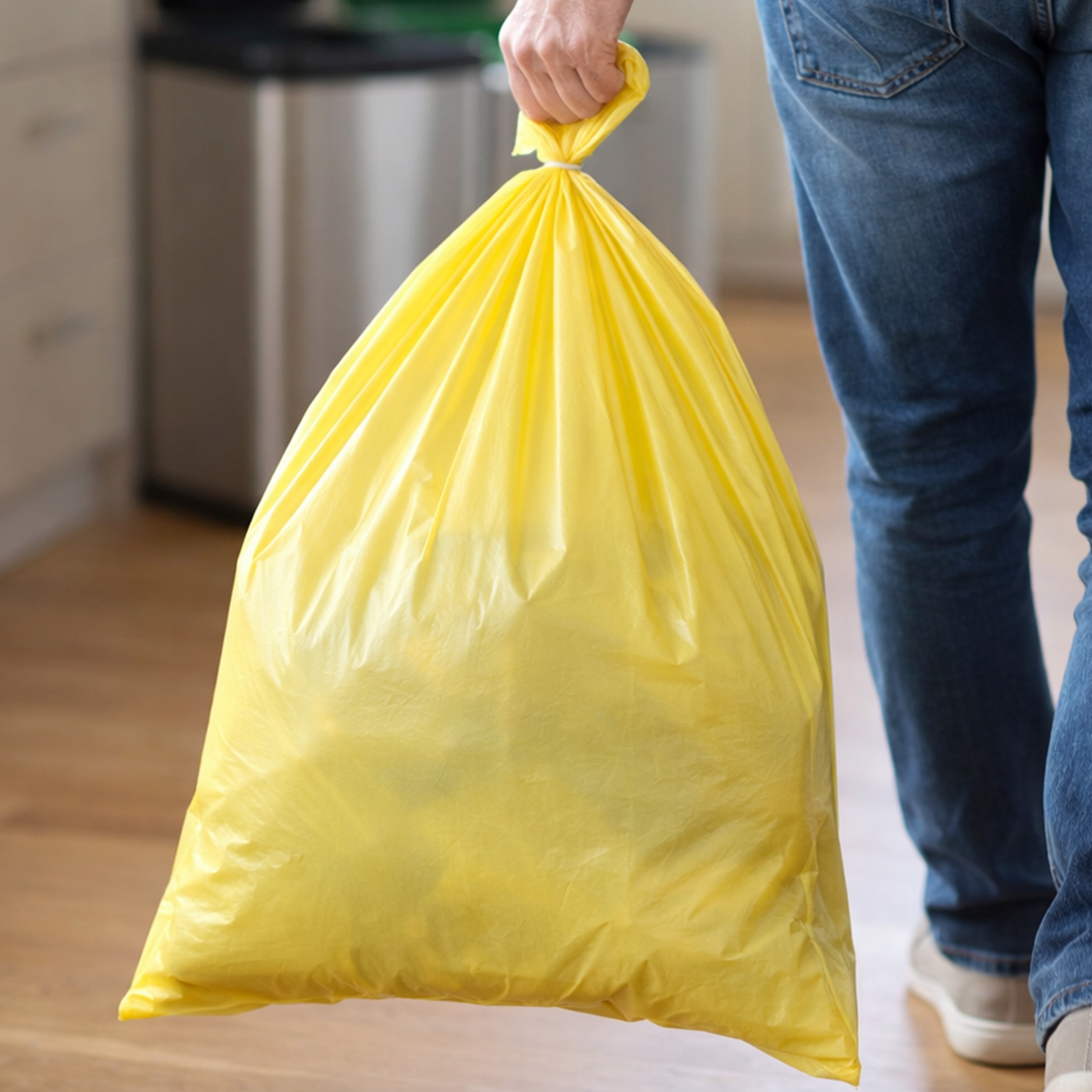 GRUNT 34L Lemon Scented Kitchen Tidy Bags, 50 Pack, HDPE with Handles