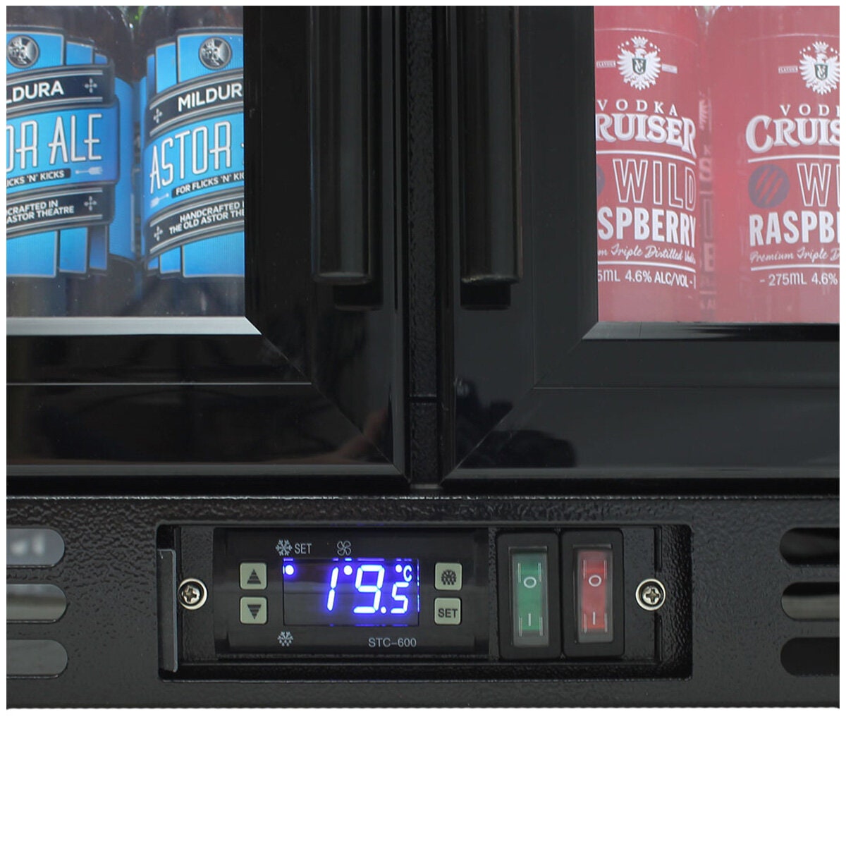 Rhino 208L Double Door Beverage Centre - Black, LED Display, Lockable Doors - SG2H-B