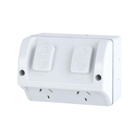 DETA Double Weatherproof Power Point - 4 Pack - Polycarbonate - IP53 Rated - SuperSaverAU - view 1