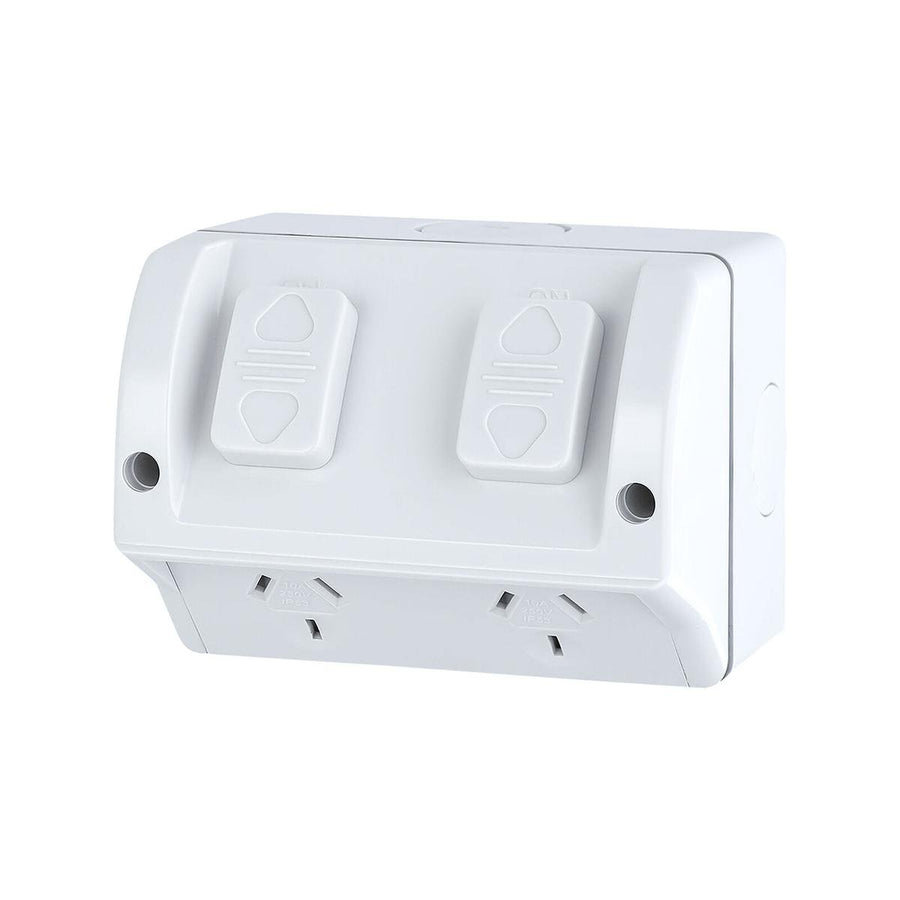 DETA Double Weatherproof Power Point - 4 Pack - Polycarbonate - IP53 Rated - SuperSaverAU - view 1