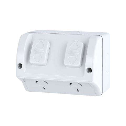 DETA Double Weatherproof Power Point 10A 240V Polycarbonate - 4 Pack 6294BT