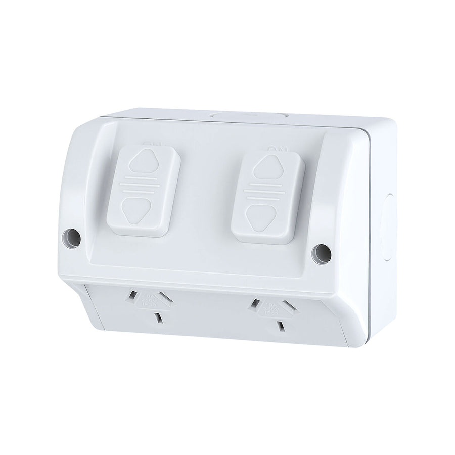 DETA Double Weatherproof Power Point 10A 240V Polycarbonate - 4 Pack 6294BT