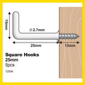 Everhang Square Hook - 25mm - White PVC - Easy Install 5 Pack - SuperSaverAU - view 4