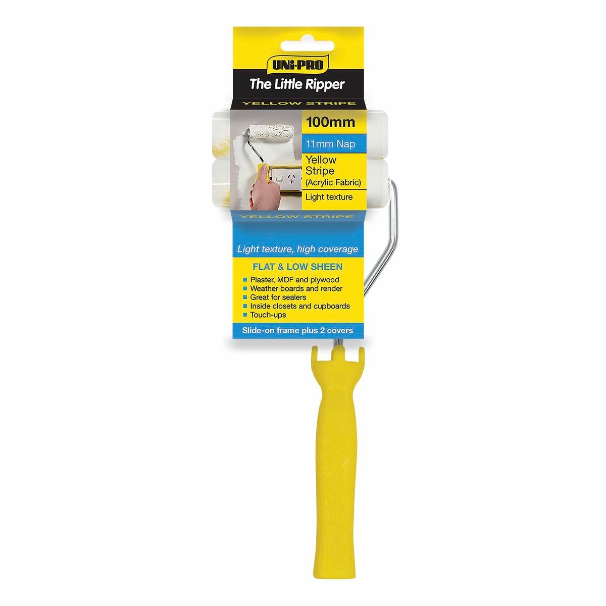 UNi-PRO Little Ripper Mini Roller Set 100mm Acrylic Fabric Smooth Finish - SuperSaverAU - view 1